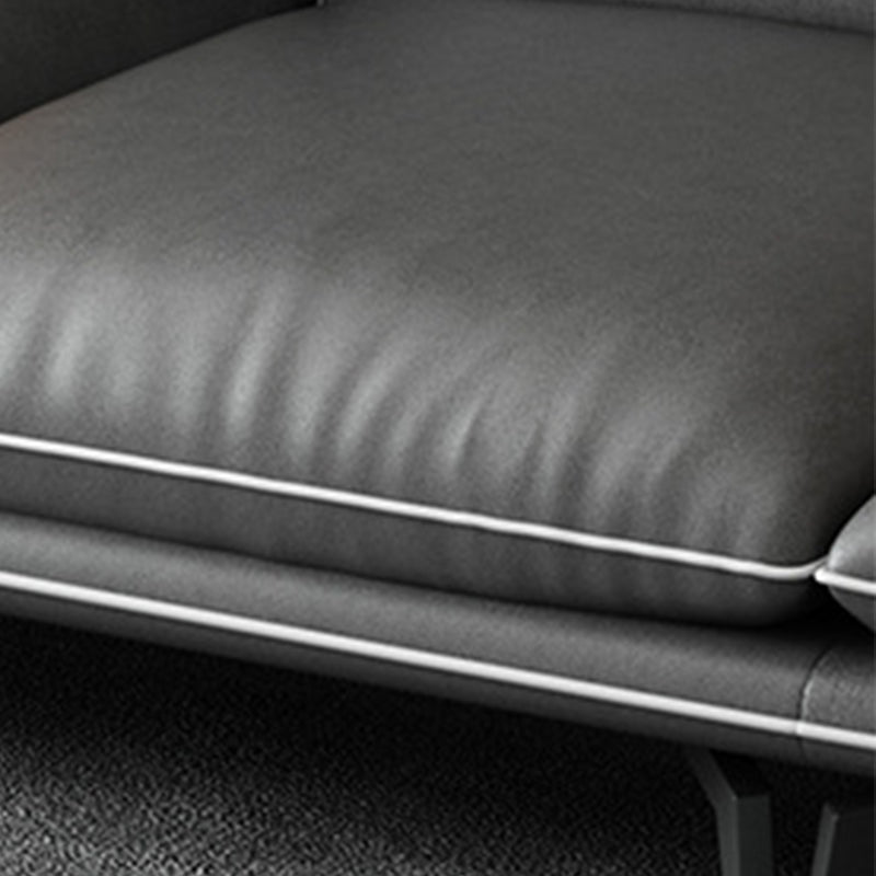 Gray 4/5-seater Sectional Faux Leather Pillow Top Arm Sectional Sofa