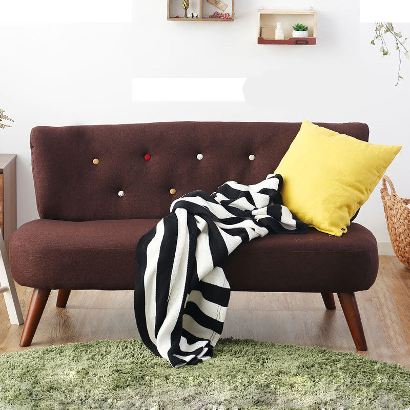 Contemporary Cotton Armless Sofa with Tufted Back and Solid Wood Legs