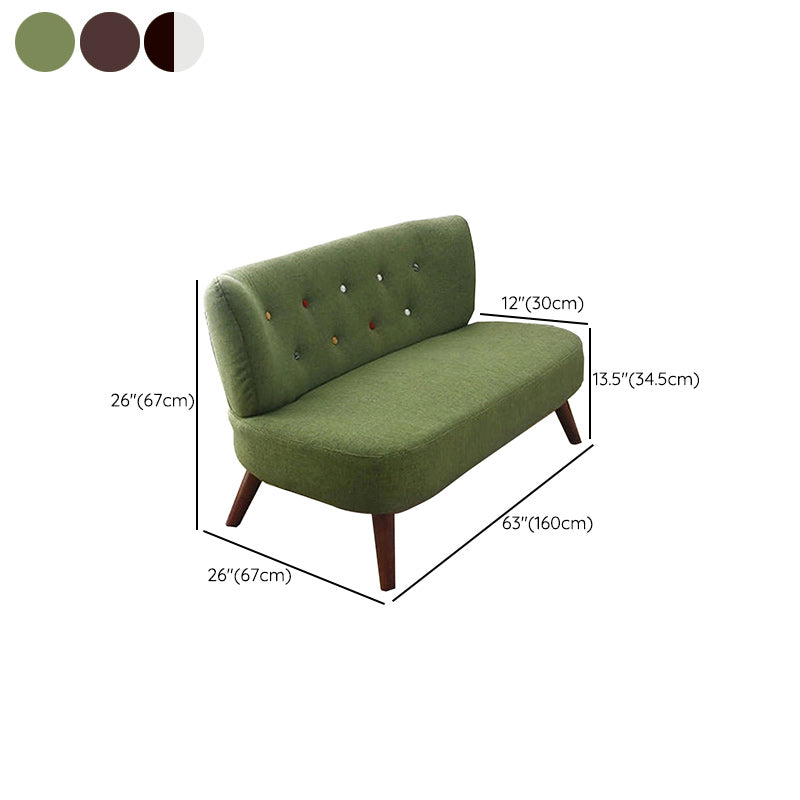 Contemporary Cotton Armless Sofa with Tufted Back and Solid Wood Legs