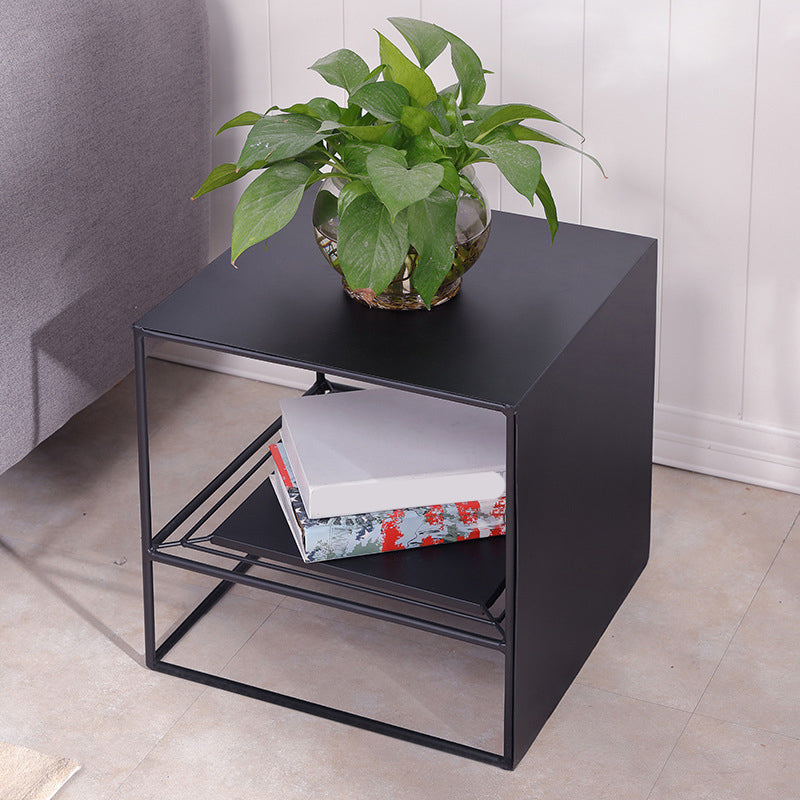 Square Nesting Coffee Table Set Metal Frame Coffee Cocktail Table with Shelf