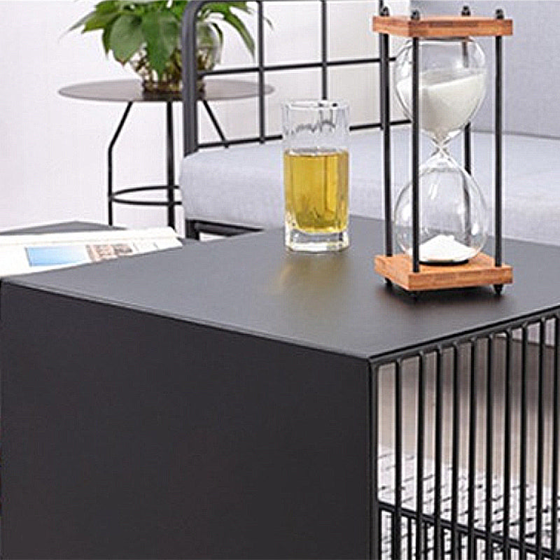 Square Nesting Coffee Table Set Metal Frame Coffee Cocktail Table with Shelf