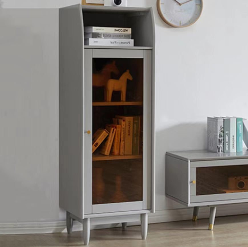 17.7" Wide Solid Wood Accent Cabinet 1 - Shelf and 1 - Door Glass Paned Chest