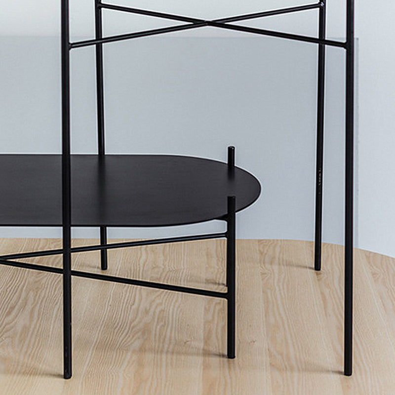 Elliptical Iron Cross Legs Coffee Cocktail Table in Black of 15.7" H