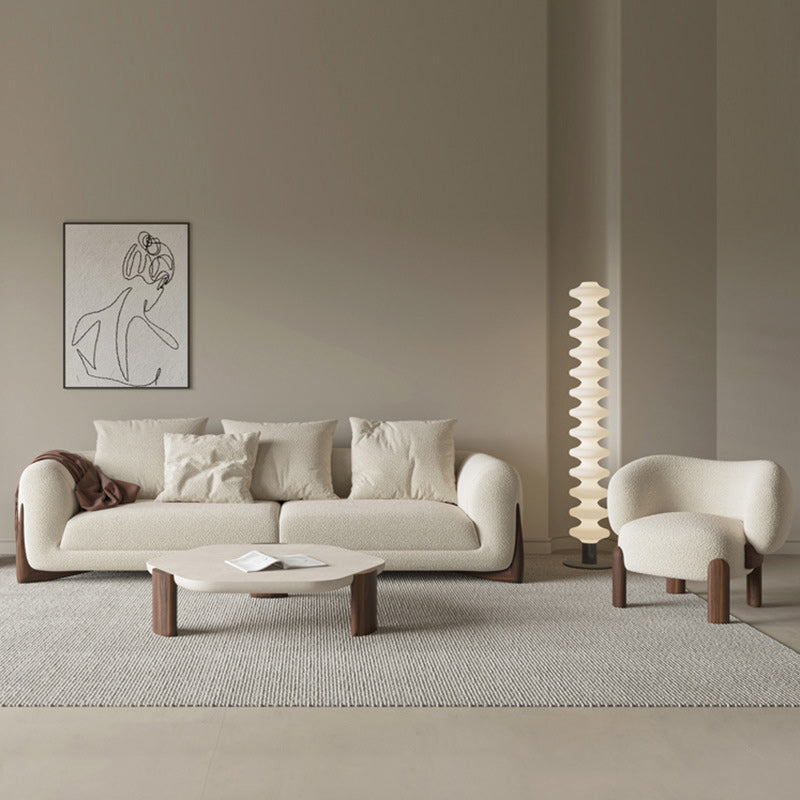 Modern Style Living Room Tuxedo Arm Settee Tight Back Seating in White