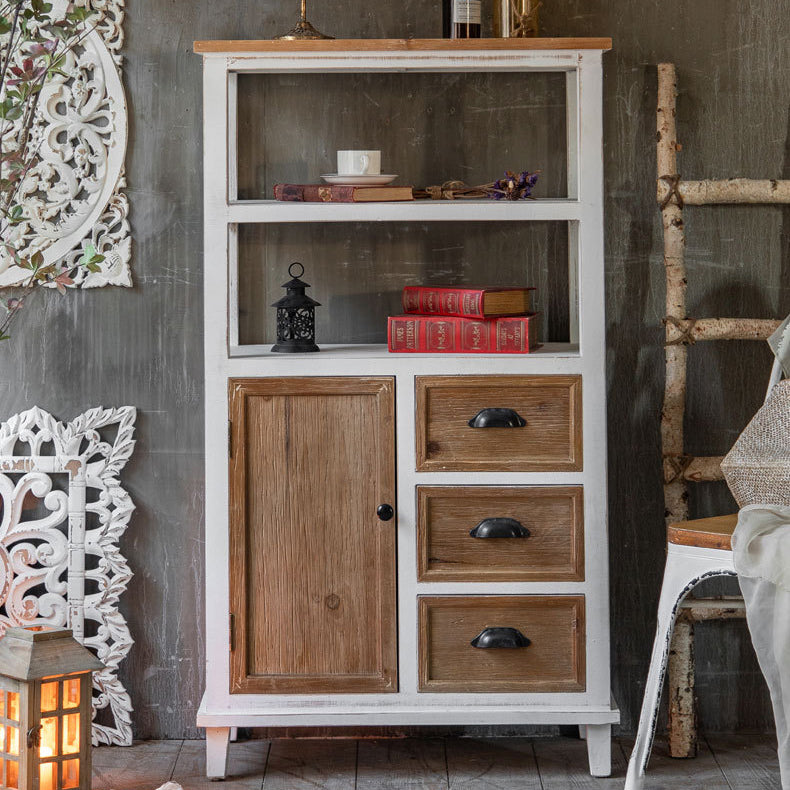 Wood 1 - Door Accent Cabinet Distressed Brown Shelves Included Chest with Drawers