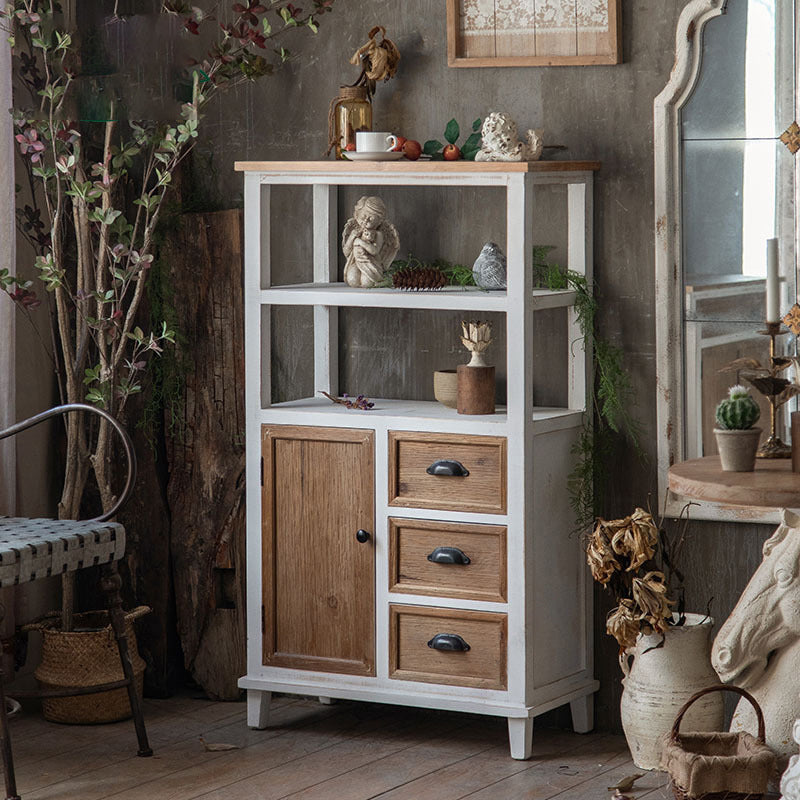 Wood 1 - Door Accent Cabinet Distressed Brown Shelves Included Chest with Drawers