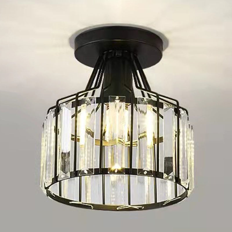 Crystal Cylinder Semi Mount Lighting Simplicity 1 Light Semi Flush Mount