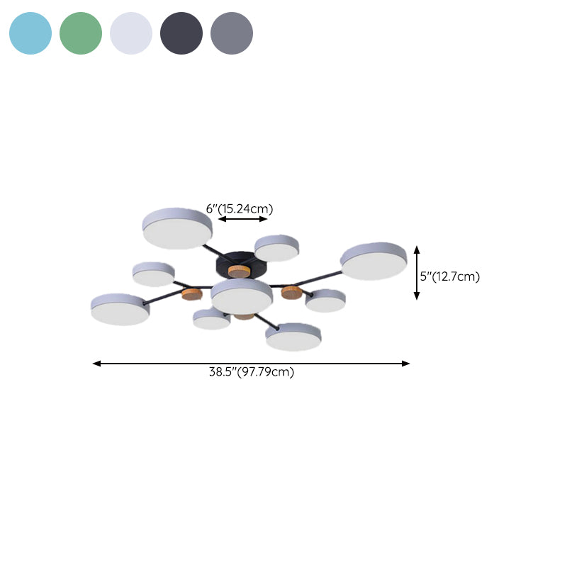 Multiple-Light Drum Flush Light Modern Metal Flush Mount Ceiling Light