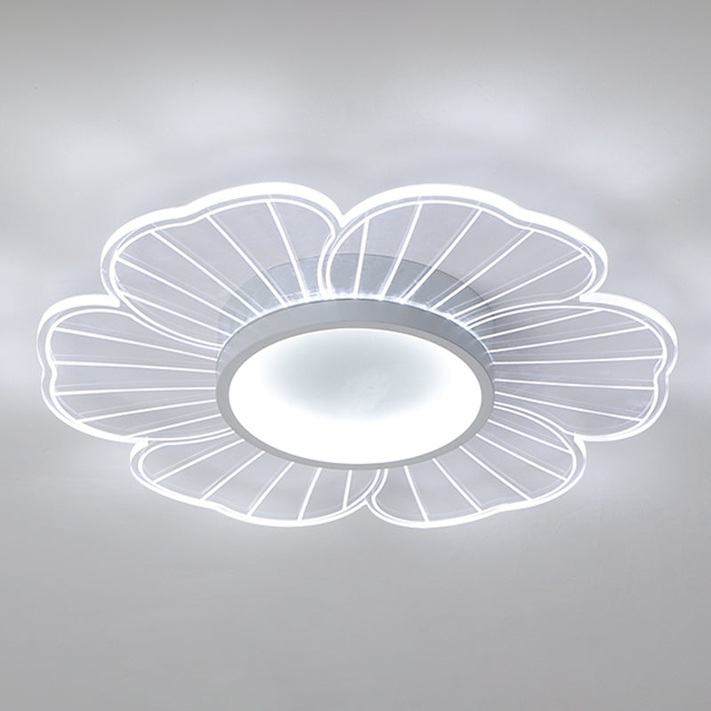 Flower Shape Flush Mount Modern Style Acrylic 1 Lights Led Flush Mount in White