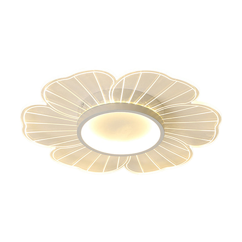 Flower Shape Flush Mount Modern Style Acrylic 1 Lights Led Flush Mount in White