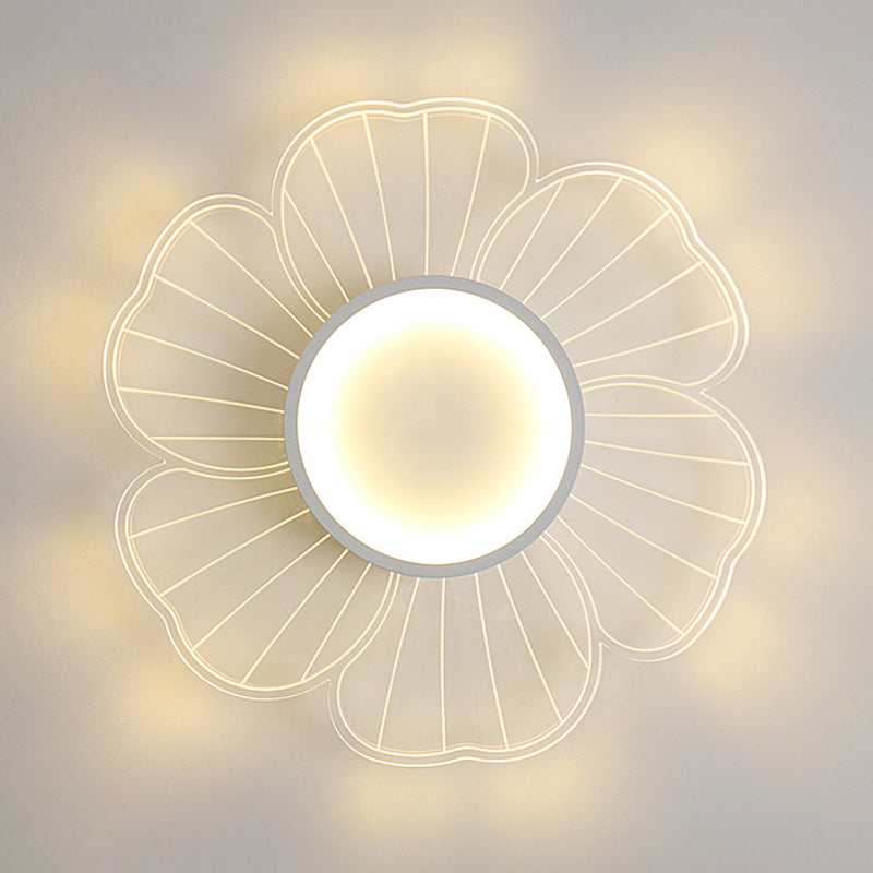 Flower Shape Flush Mount Modern Style Acrylic 1 Lights Led Flush Mount in White