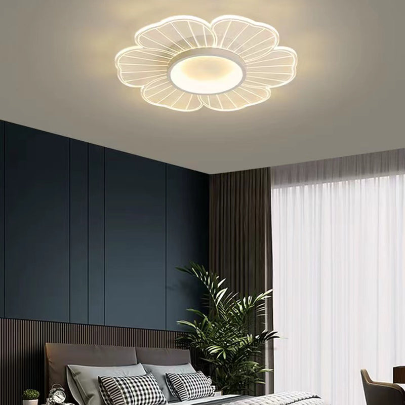 Flower Shape Flush Mount Modern Style Acrylic 1 Lights Led Flush Mount in White