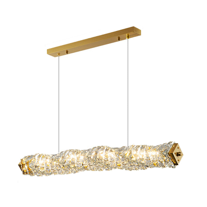 Single Modernism Golden Ceiling Light Crystal Kitchen Island Lighting
