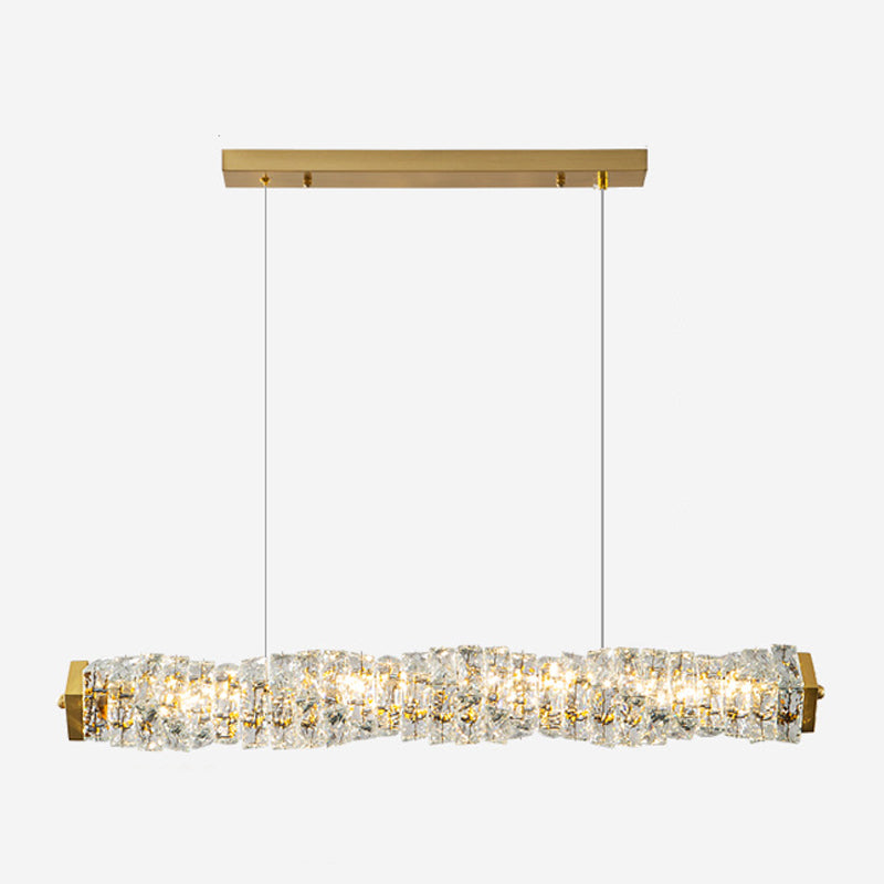Single Modernism Golden Ceiling Light Crystal Kitchen Island Lighting