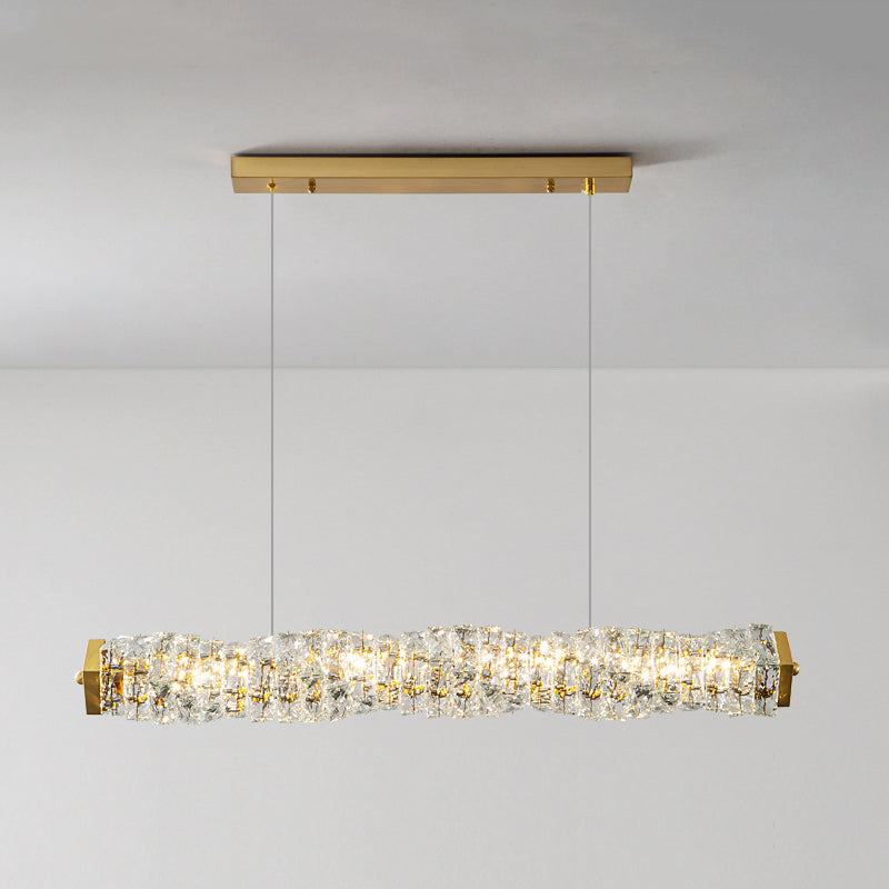 Single Modernism Golden Ceiling Light Crystal Kitchen Island Lighting