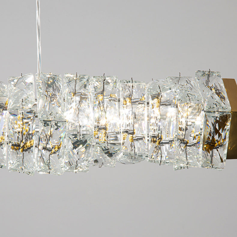 Single Modernism Golden Ceiling Light Crystal Kitchen Island Lighting