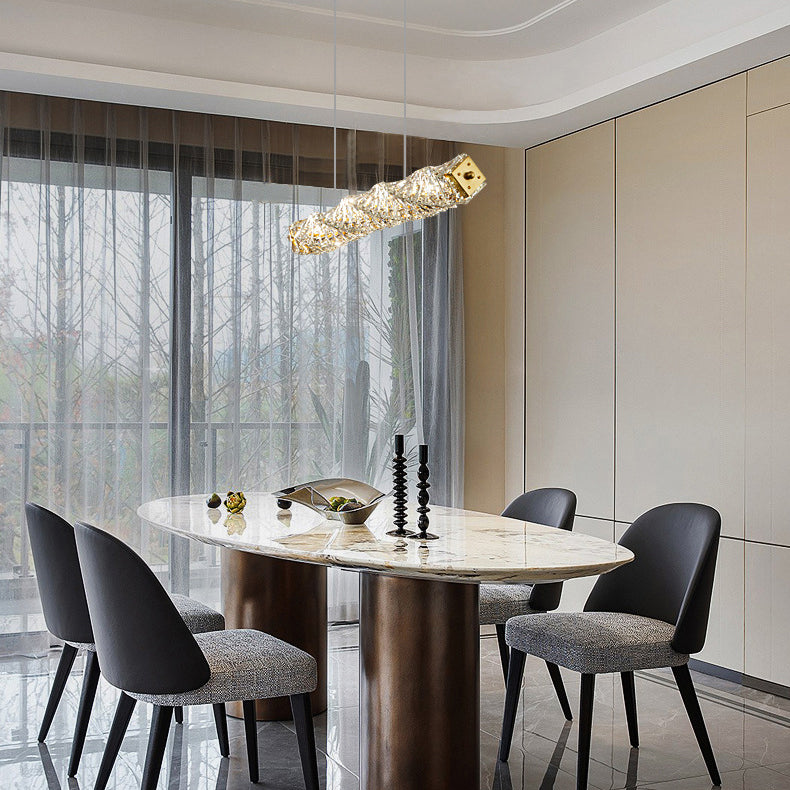 Single Modernism Golden Ceiling Light Crystal Kitchen Island Lighting