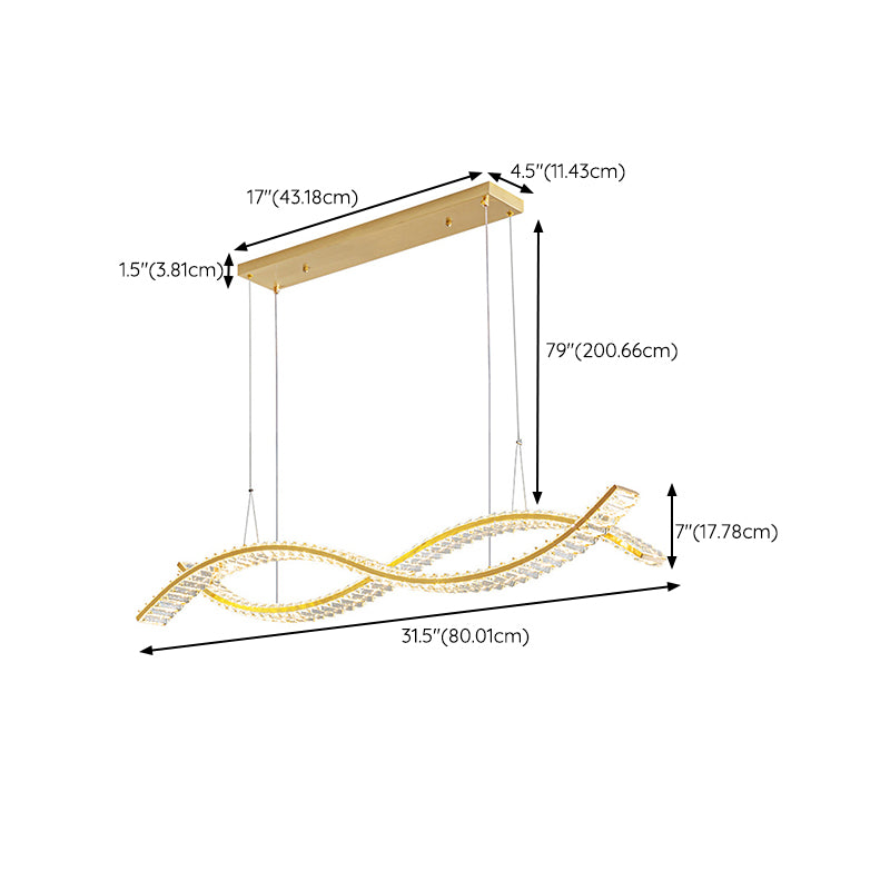 Modern 1/2-Light Golden Kitchen Island Lighting LED Ceiling Light