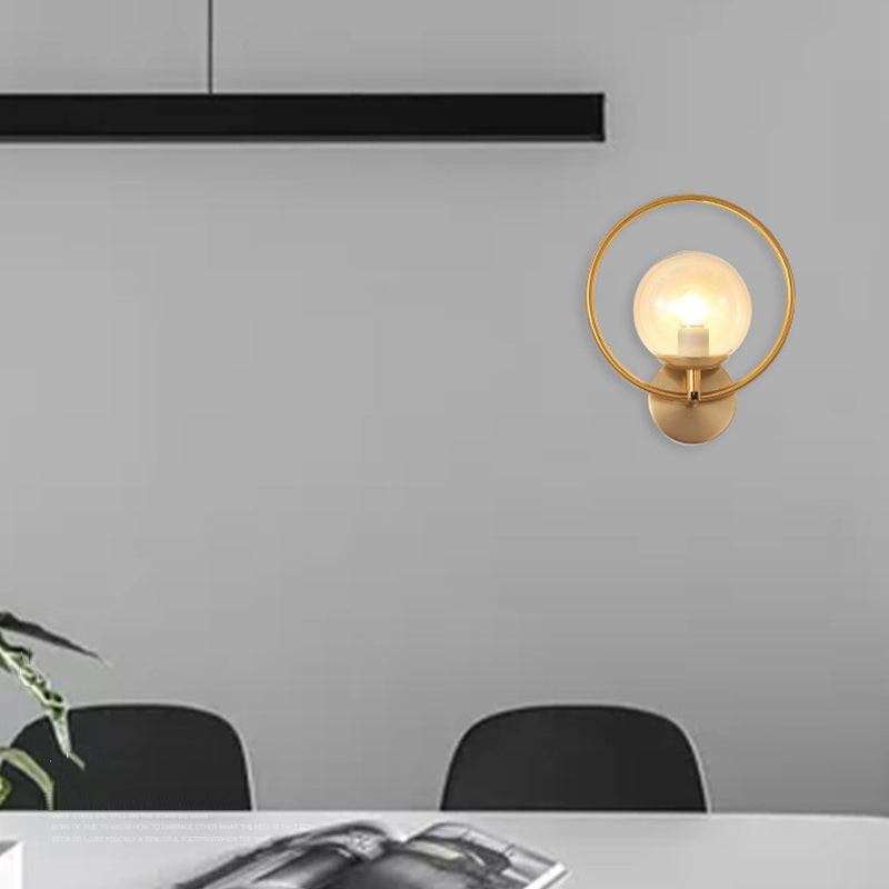 Hoop Shape Wall Sconce Modern Style Metal 6 Lights Wall Mount Lamp for Living Room