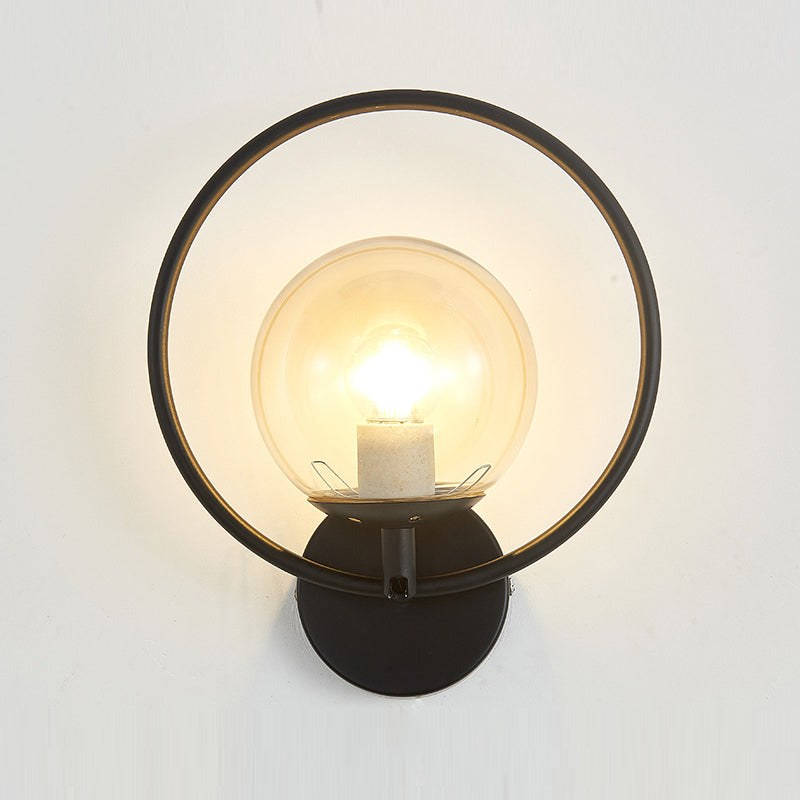 Hoop Shape Wall Sconce Modern Style Metal 6 Lights Wall Mount Lamp for Living Room