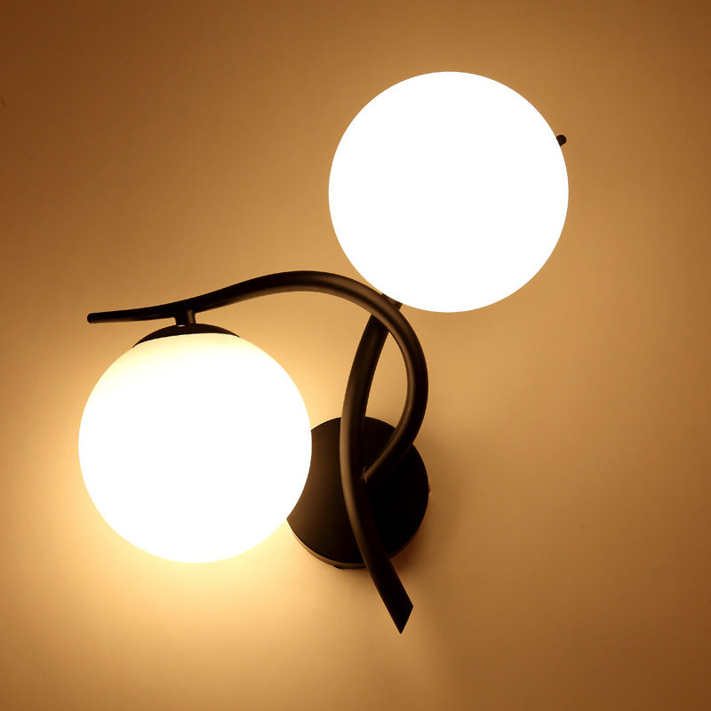 Modern Metal Wall Sconce Minimalist Glass Ball Shade Wall Light Fixture