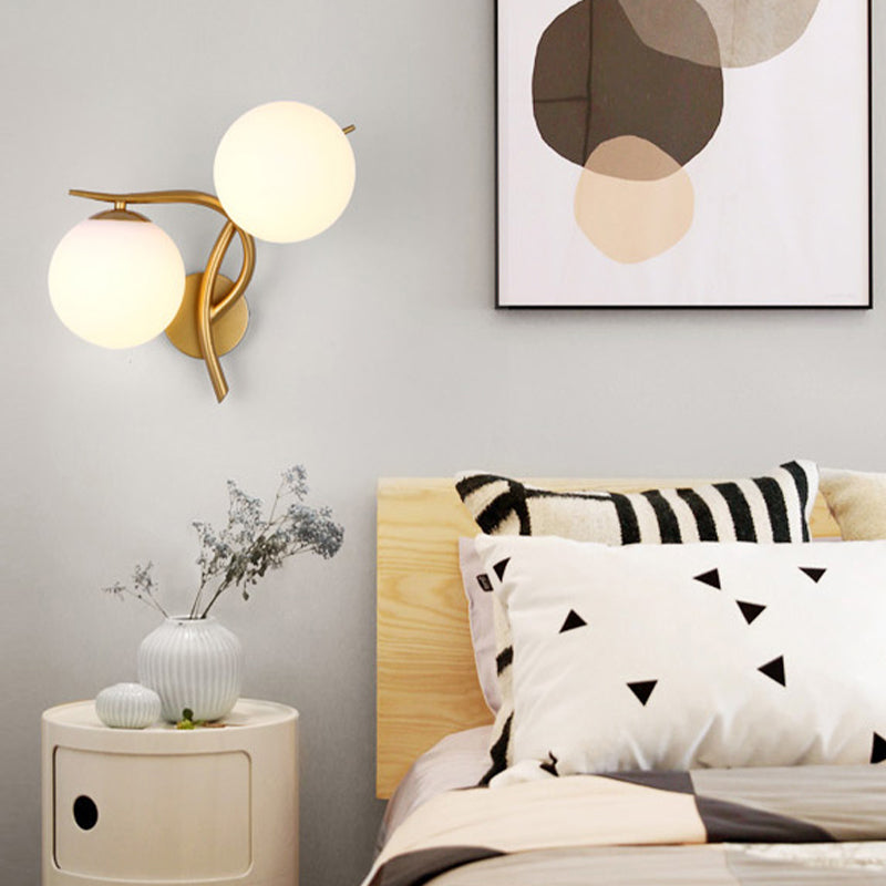 Modern Metal Wall Sconce Minimalist Glass Ball Shade Wall Light Fixture