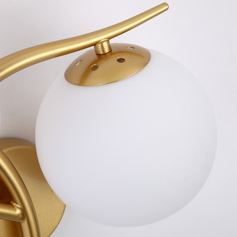 Modern Metal Wall Sconce Minimalist Glass Ball Shade Wall Light Fixture