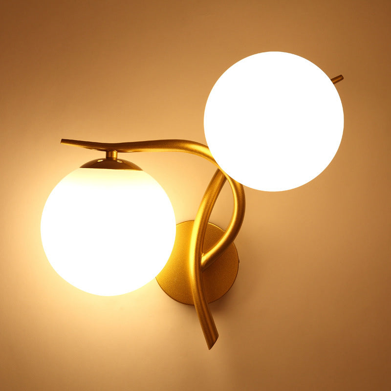 Modern Metal Wall Sconce Minimalist Glass Ball Shade Wall Light Fixture