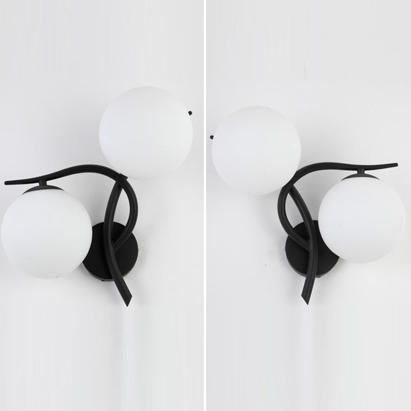 Modern Metal Wall Sconce Minimalist Glass Ball Shade Wall Light Fixture