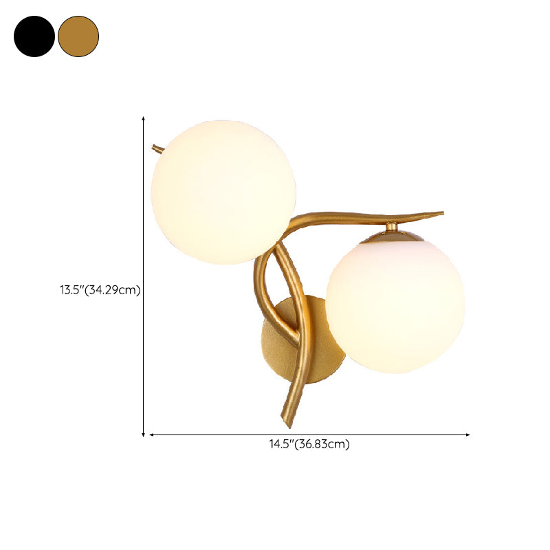 Modern Metal Wall Sconce Minimalist Glass Ball Shade Wall Light Fixture