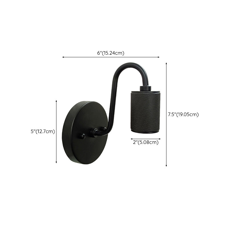 Modern Wall Sconce Cylinder Shape Wall Light with Metal Shade for Bedroom in Black