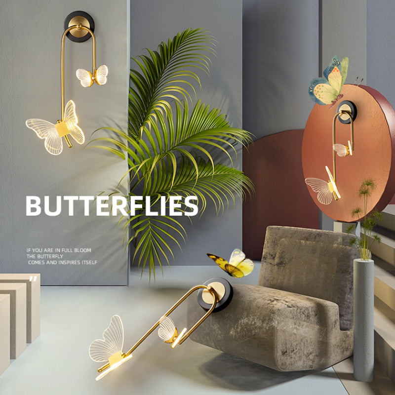 Nordic Style Iron Wall Light Butterflies Shape Wall Lamp for Children's Room