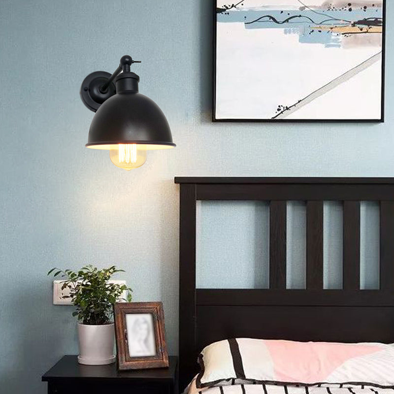 Industrial Wall Sconce Dome Shape Wall Light with Metal Shade for Bedroom