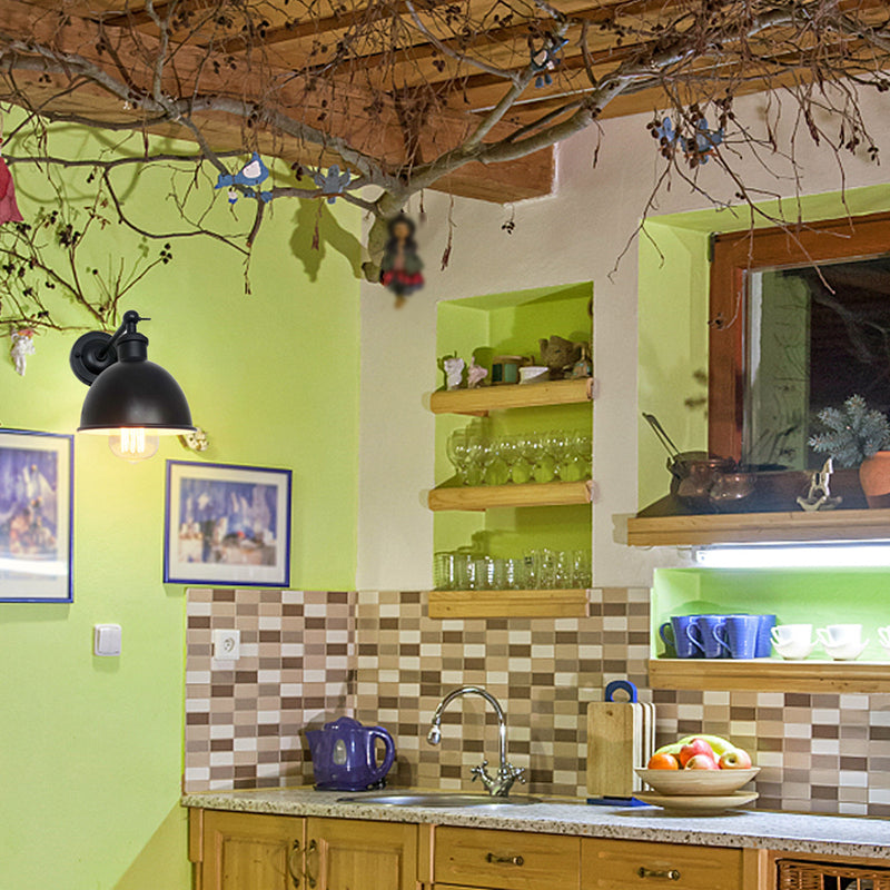 Industrial Wall Sconce Dome Shape Wall Light with Metal Shade for Bedroom