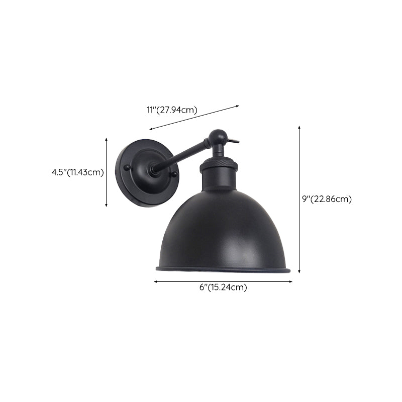 Industrial Wall Sconce Dome Shape Wall Light with Metal Shade for Bedroom