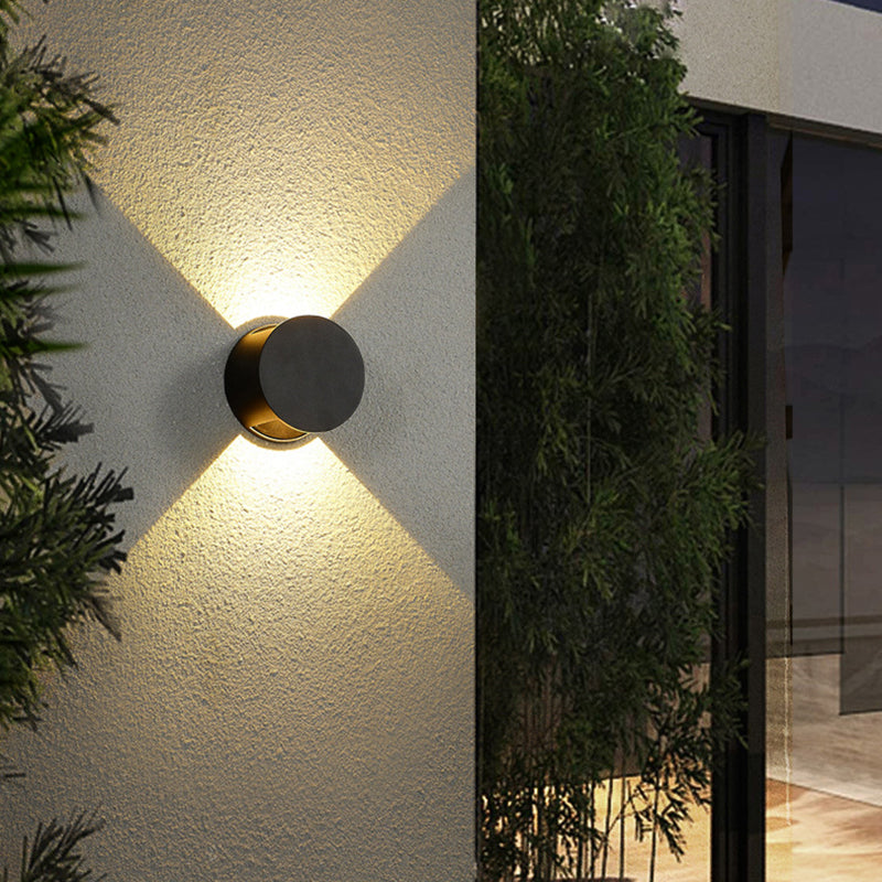 Hoop Shape Wall Light Modern Style Metal 2 Lights Sconce in Black/White