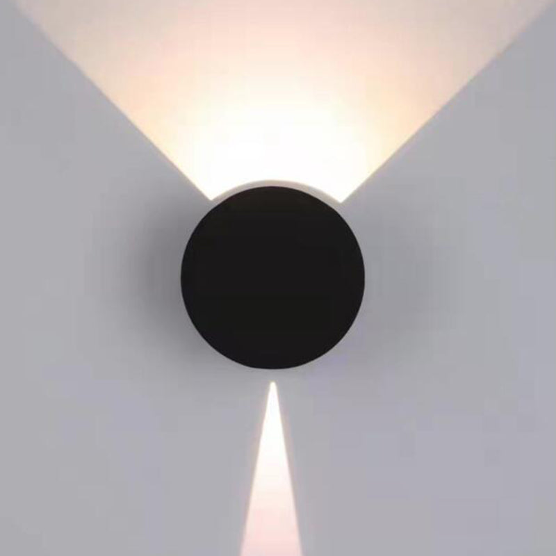 Hoop Shape Wall Light Modern Style Metal 2 Lights Sconce in Black/White