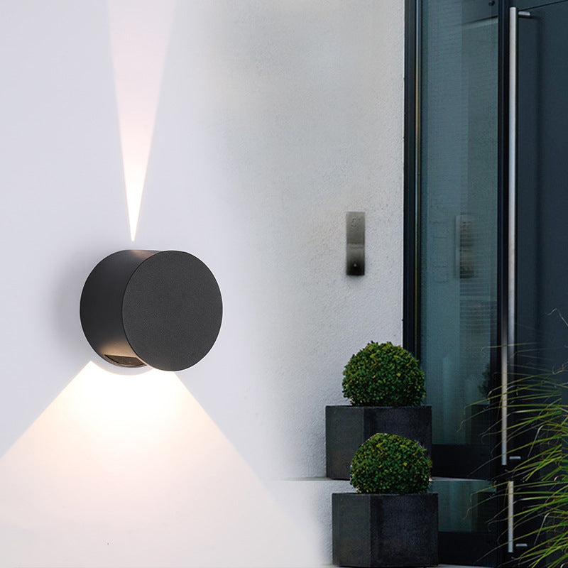 Hoop Shape Wall Light Modern Style Metal 2 Lights Sconce in Black/White