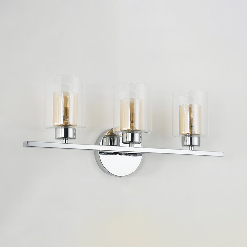 Modern Mirror Front Light 3 Lights Vanity Light with Glass Shade for Bathroom