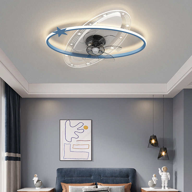 7-Blade Ceiling Fan Children Pink/Blue Fan with Light for Restaurant
