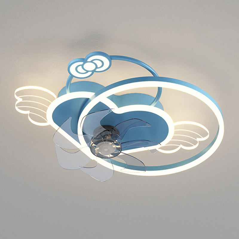 7-Blade Fan with Light Children Pink/Blue Ceiling Fan for Bedroom