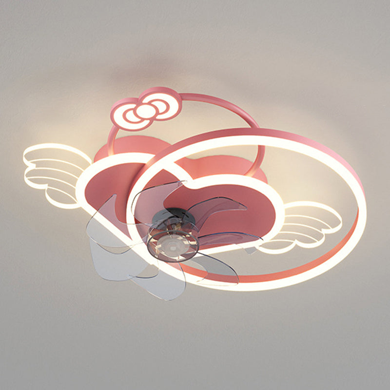 7-Blade Fan with Light Children Pink/Blue Ceiling Fan for Bedroom