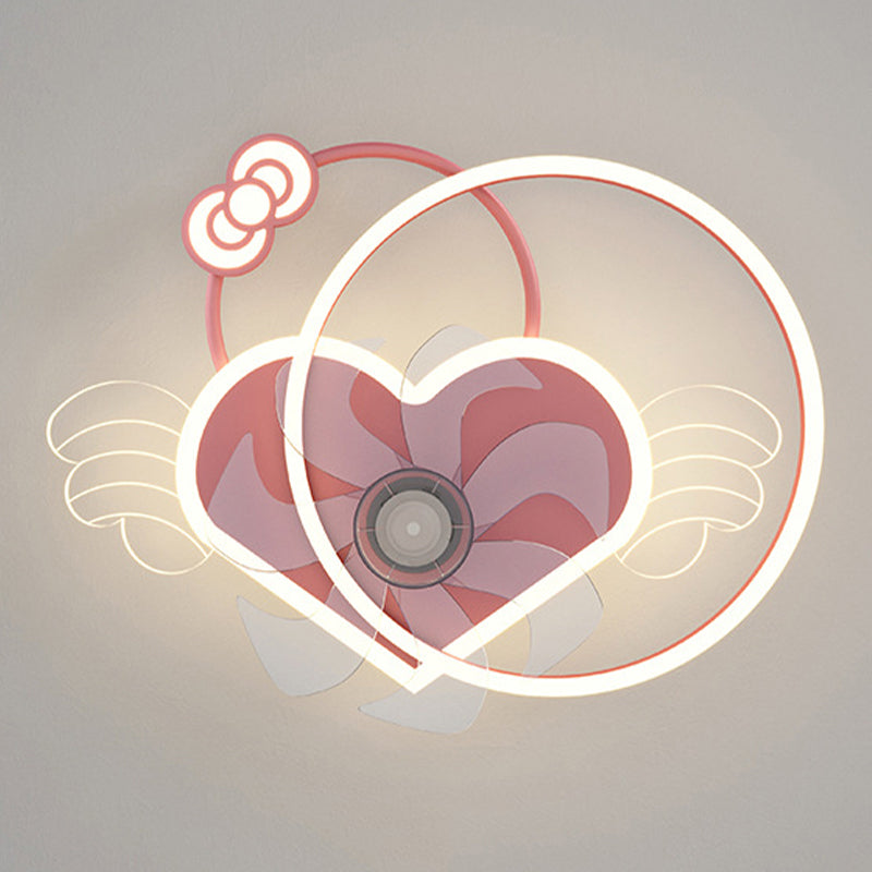 7-Blade Fan with Light Children Pink/Blue Ceiling Fan for Bedroom