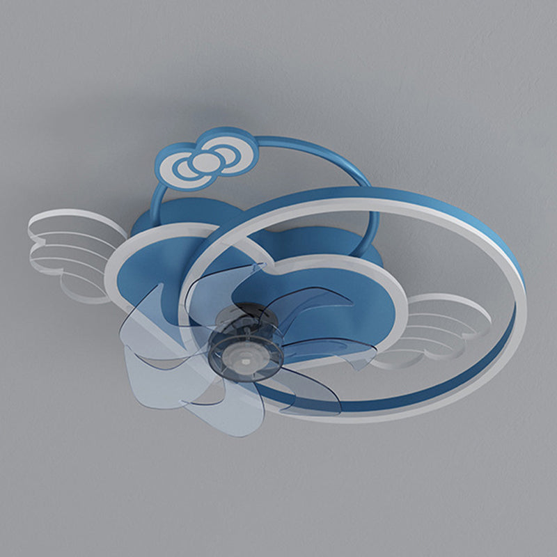 7-Blade Fan with Light Children Pink/Blue Ceiling Fan for Bedroom