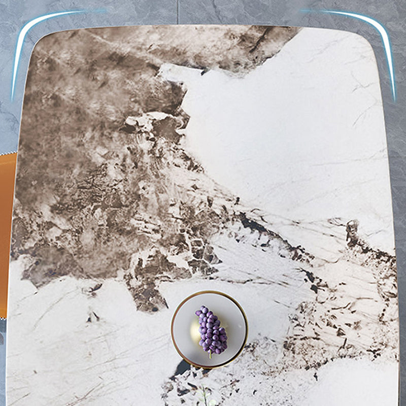 Industrial Style Sintered Stone Table Rectangle Table with Metal Legs for Home