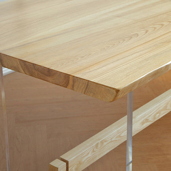Rectangle Transparent Base Dining Table Modern Pine Wood Table for Living Room