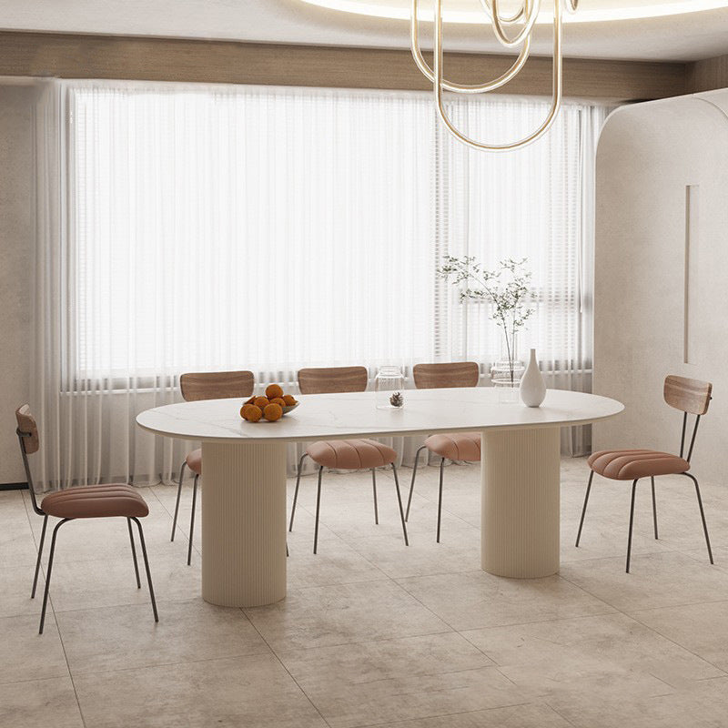 Slate and Metal Table Glam Style Simple Home Oval Dining Table