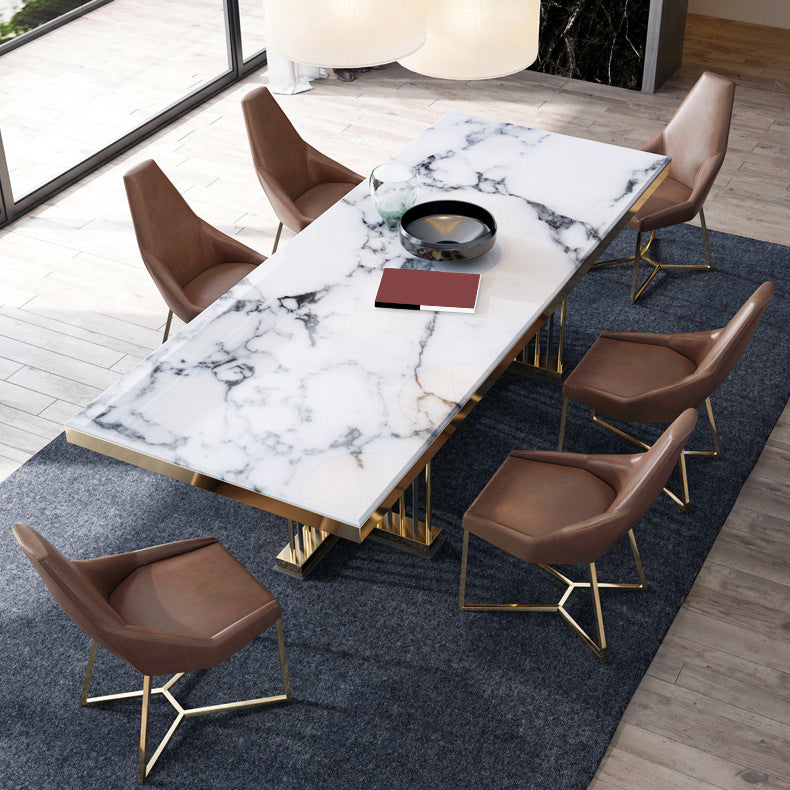 Glam Kitchen Dining Chairs Faux Leather Side Chairs with Gold Legs