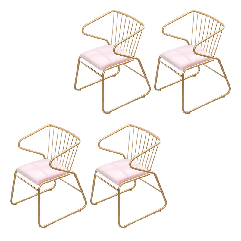 Traditional Metal Kitchen Dining Chair Upholstered Arm Chair with Gold Legs