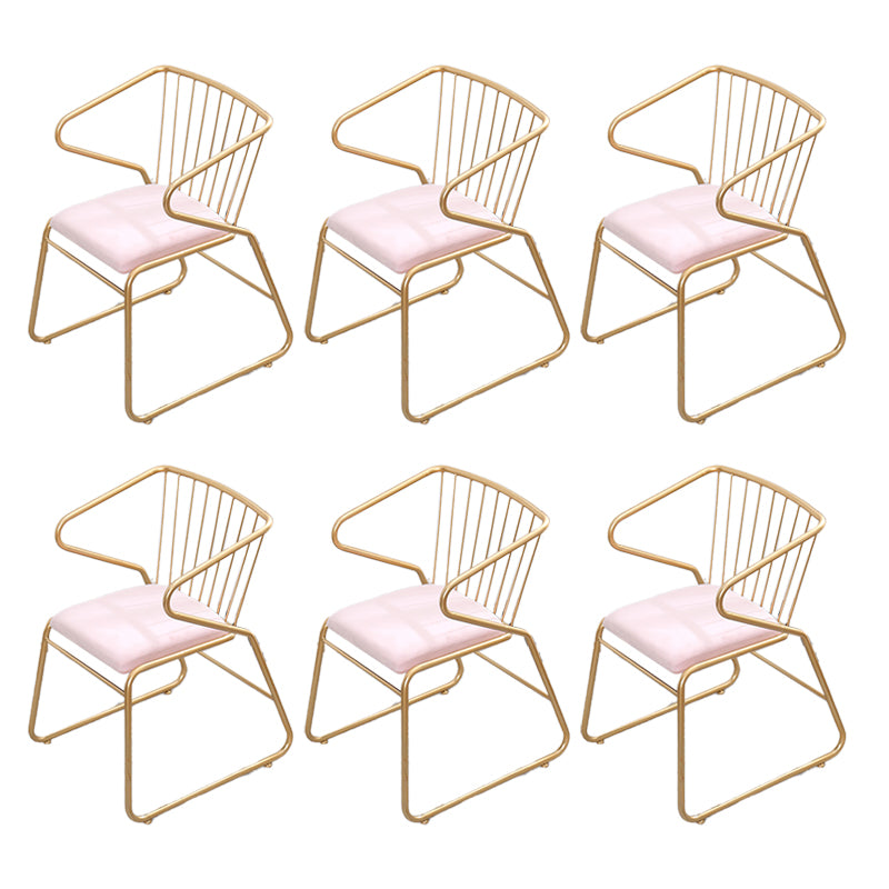 Traditional Metal Kitchen Dining Chair Upholstered Arm Chair with Gold Legs